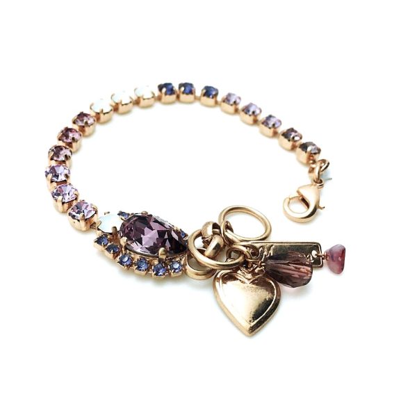 Mariana Bracelet Purple Pear Shape & Blue Austrian Crystals Purple Rain Cocktail Hour Coll.