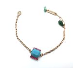 Mariana Bracelet Lovely Rectangular Turq with Green Tear Drop Crystal Swarovski Blue Suede Shoes Nostalgia Coll.