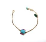 Mariana Bracelet Lovely Rectangular Turq with Green Tear Drop Crystal Swarovski Blue Suede Shoes Nostalgia Coll. - Image 3