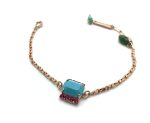 Mariana Bracelet Lovely Rectangular Turq with Green Tear Drop Crystal Swarovski Blue Suede Shoes Nostalgia Coll. - Image 2
