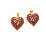 Earrings By Mariana Woman Heart Shape Purple, Orange and Pink Swarovski Crystals - Image 3