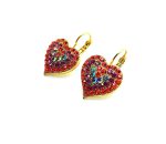 Earrings By Mariana Woman Heart Shape Purple, Orange and Pink Swarovski Crystals