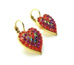 Earrings By Mariana Woman Heart Shape Purple, Orange and Pink Swarovski Crystals - Image 2