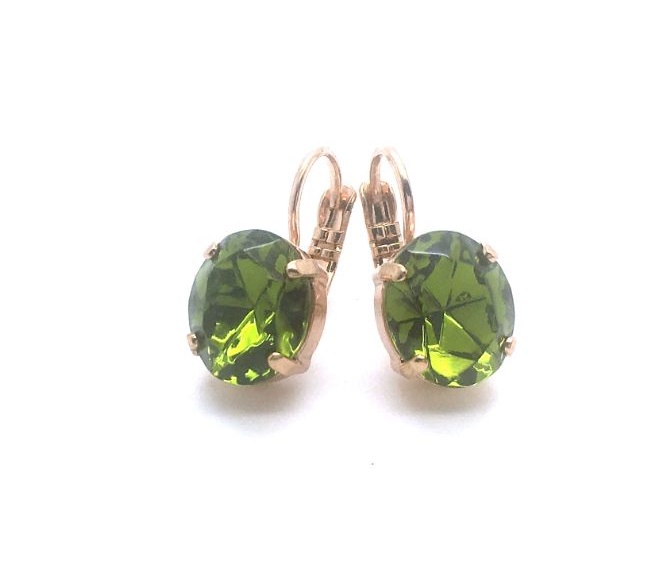 E-1023-1-228-RG6 (1) Mariana Earrings Lovely Round Drop Olivine Austrian Crystals My Treasures Coll. - Image 1