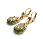 Mariana Earrings Elegant Dangling Tear Drop Golden Shadow Crystal Swarovski Summer Palace Silk Road Coll.