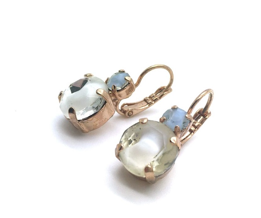 E-1037-00113-RG6 (3) Mariana Earrings Fine Round Drop Air Blue & Clear Crystal Swarovski My Treasures Coll. - Image 1