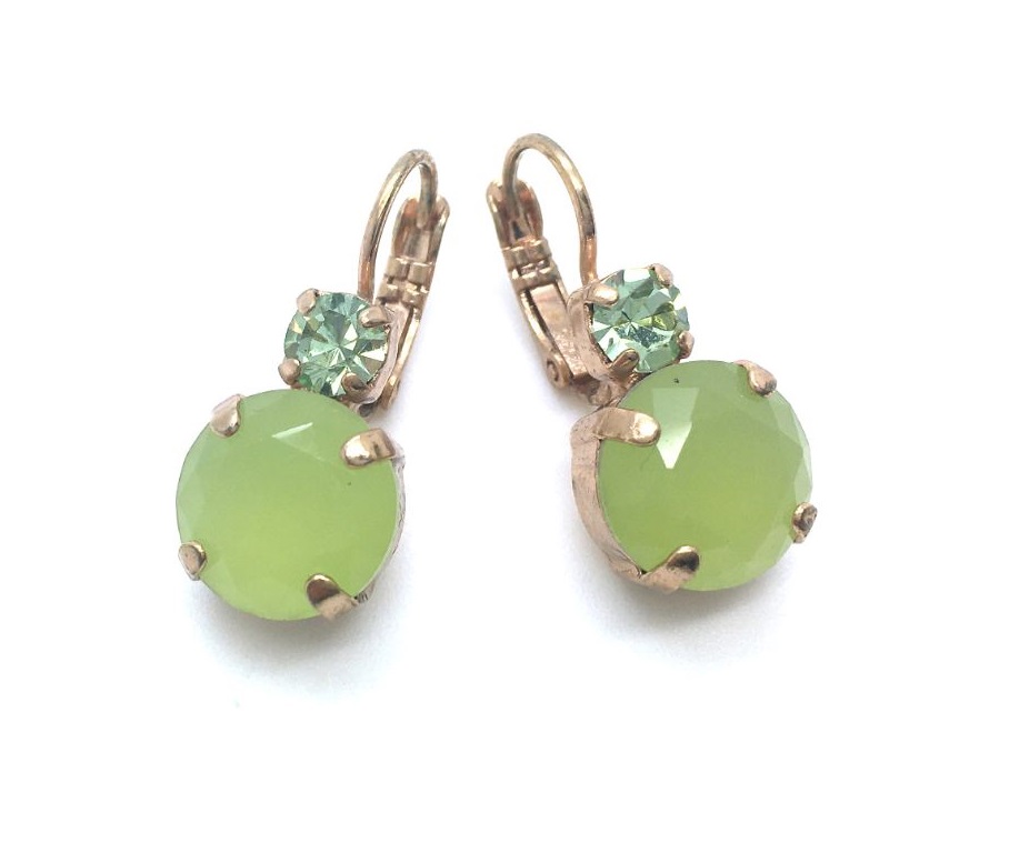 E-1037-024-RG6 (2) Mariana Earrings Precious Lime Green Austrian Crystal My Treasures Coll. - Image 1