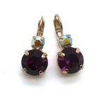 Mariana Earrings Lovely Round Drop Purple Austrian Crystals My Treasures Coll.