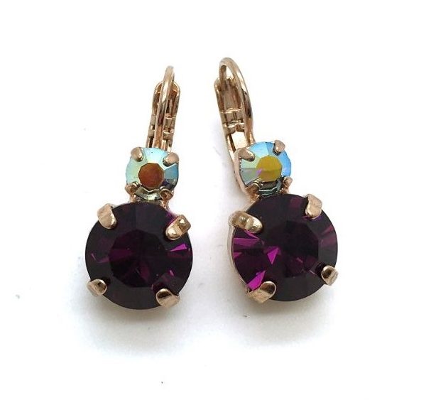 Mariana Earrings Lovely Round Drop Purple Austrian Crystals My Treasures Coll.