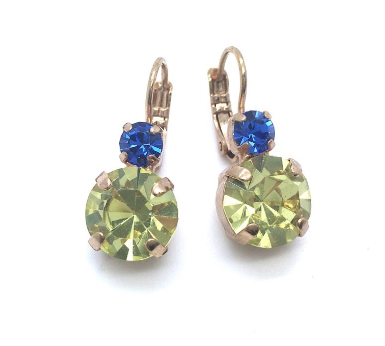 E-1037-206213-RG6 (2) Mariana Earrings Shimmering Sapphire & Jonquil Round Drop Crystal Swarovski My Treasures Coll. - Image 1