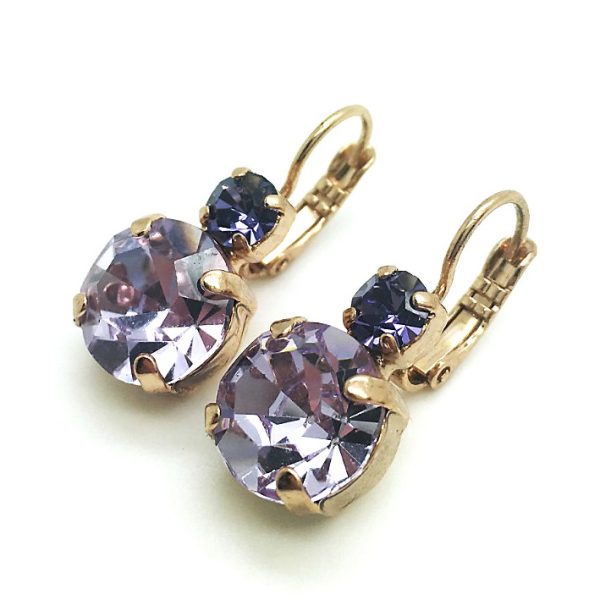 Earrings By Mariana Woman Perfect Round Shape Violet and Blue Swarovski Crystals
