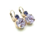 Earrings By Mariana Woman Perfect Round Shape Violet and Blue Swarovski Crystals - Image 3