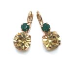 Mariana Earrings Teal Green & Amber Round Drop Crystal Swarovski Midnight in Paris Dancing the Night Away Coll.