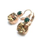 Mariana Earrings Teal Green & Amber Round Drop Crystal Swarovski Midnight in Paris Dancing the Night Away Coll. - Image 2