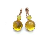 Earrings By Mariana Woman Dainty Lemon Quartz Mineral and Yellow Swarovski Crystals