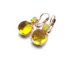 Earrings By Mariana Woman Dainty Lemon Quartz Mineral and Yellow Swarovski Crystals - Image 2
