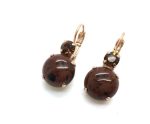 Mariana Earrings Precious Round Drop Red Obsidian Mineral My Treasures Coll.