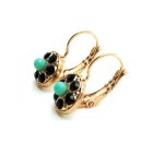 Mariana Earrings Dainty Round Drop Jet Black & Trquoise Crystal Swarovski Zanzibar Africa Coll. - Image 2