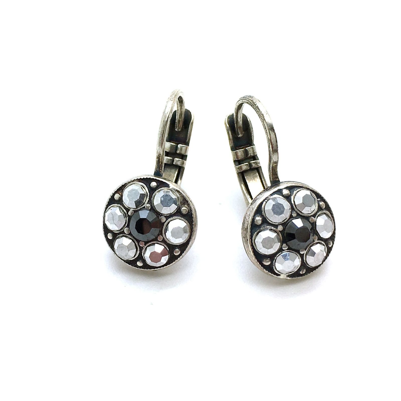 E-1044-1-747-SP (2) Mariana Earrings Dainty Round Drop Black Austrian Crystals My Treasures Coll. - Image 1