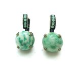 Mariana Earrings Round Jade Zing Ziang Mineral & Pacific Opal Swarovski Crystals My Treasures Coll. - Image 3