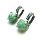 Mariana Earrings Round Jade Zing Ziang Mineral & Pacific Opal Swarovski Crystals My Treasures Coll.