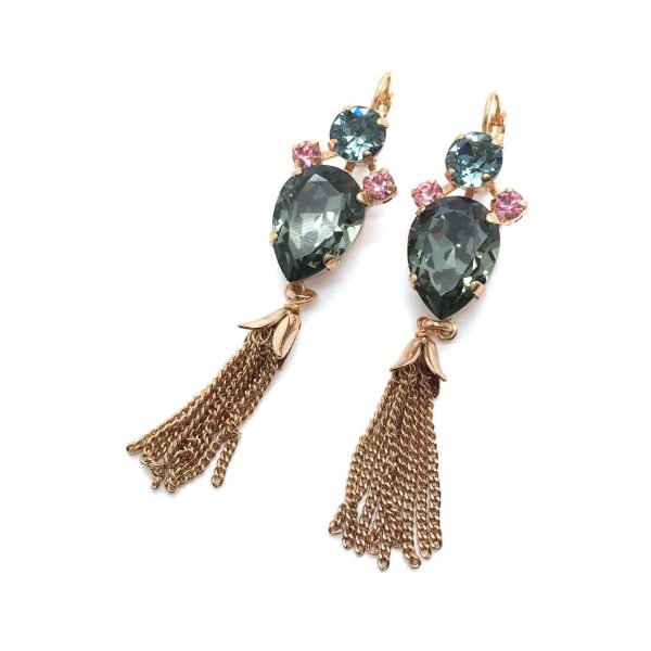 Mariana Earrings Indian Sapphire Pear Shape Drop Crystal Swarovski Crystal Madagascar Africa Coll.