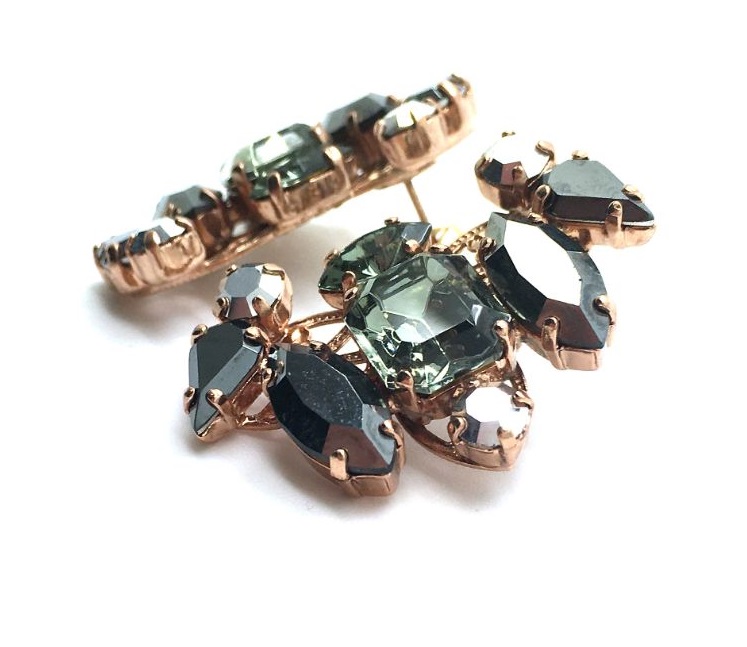 E-1102-1-747-RG (3) Mariana Earrings Fashionable Jet Black Austrian Crystals My Treasures Coll. - Image 1