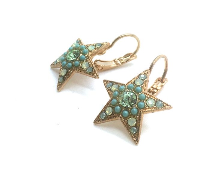 E-1106-1087-RG6 (3) Mariana Earrings Sassy Star Shape Beaded Austrian Crystals Athena Caribbean Life Coll. - Image 1