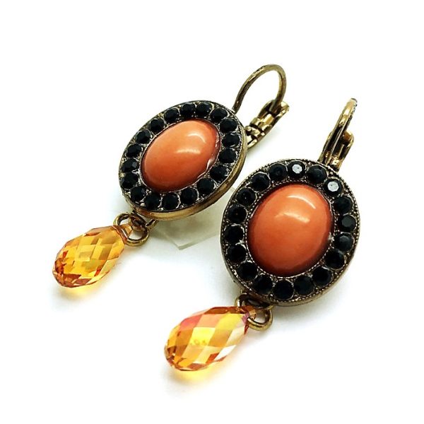 Mariana Earrings Coral & Swarovski Crystal St. Barts Caribbean Life Coll.