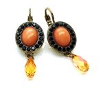 Mariana Earrings Coral & Swarovski Crystal St. Barts Caribbean Life Coll. - Image 2