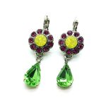 Mariana Earrings Purple & Yellow Flower Swarovsky Crystals Cuba Caribbean Life Coll. - Image 3