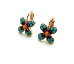 Mariana Earrings Deep Coral Blue & Purple Flower Shape Swarovski Crystals East Meets West Coll. - Image 3
