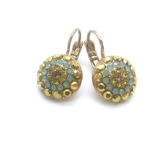 E-1141-4101-RG6 (2) Mariana Earrings Finely Detailed Round Crystal Swarovski Galaxy Dancing the Night Away Coll. - Image 1