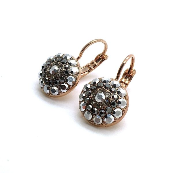 Earrings By Mariana My Treasures Coll. Simply Elegant Black Austrian Crystals - Rose Gold