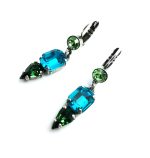 Mariana Earrings Green & Blue Drop Austrian Crystals Caprioska Cocktail Hour Coll. - Image 3