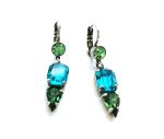 Mariana Earrings Green & Blue Drop Austrian Crystals Caprioska Cocktail Hour Coll.