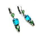 Mariana Earrings Green & Blue Drop Austrian Crystals Caprioska Cocktail Hour Coll. - Image 2