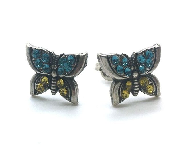 Mariana Earrings Butterfly Shape Lt. Sapphire & Yellow Crystal Swarovski My Treasures Coll.