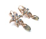 Earrings By Mariana Periwinkle East Meets West Coll. Enchanting Flower & Tear Drop Austrian Crystal - Image 3