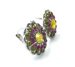 Mariana Earrings Colorful Flower Shape Crystal Swarovski Cuba Caribbean Life Coll. - Image 3