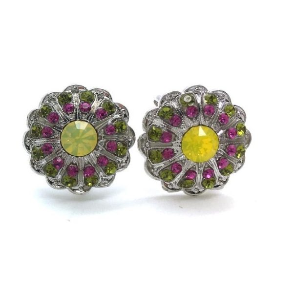 Mariana Earrings Colorful Flower Shape Crystal Swarovski Cuba Caribbean Life Coll.