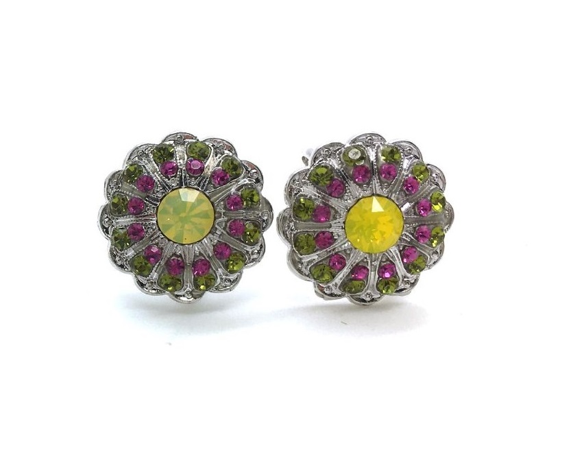 E-1189-333-RO6 (2) Mariana Earrings Colorful Flower Shape Crystal Swarovski Cuba Caribbean Life Coll. - Image 1