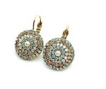 Earrings By Mariana Woman Round Shape Pearl Mineral and Pacific Opal Swarovski Crystals