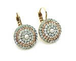 Earrings By Mariana Woman Round Shape Pearl Mineral and Pacific Opal Swarovski Crystals - Image 2
