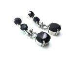 Mariana Earrings Gorgeous Triple Tier Strand Black Austrian Crystal My Treasure Coll. - Image 3
