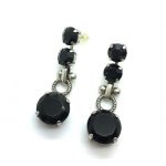 Mariana Earrings Gorgeous Triple Tier Strand Black Austrian Crystal My Treasure Coll.
