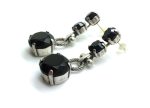 Mariana Earrings Gorgeous Triple Tier Strand Black Austrian Crystal My Treasure Coll. - Image 2
