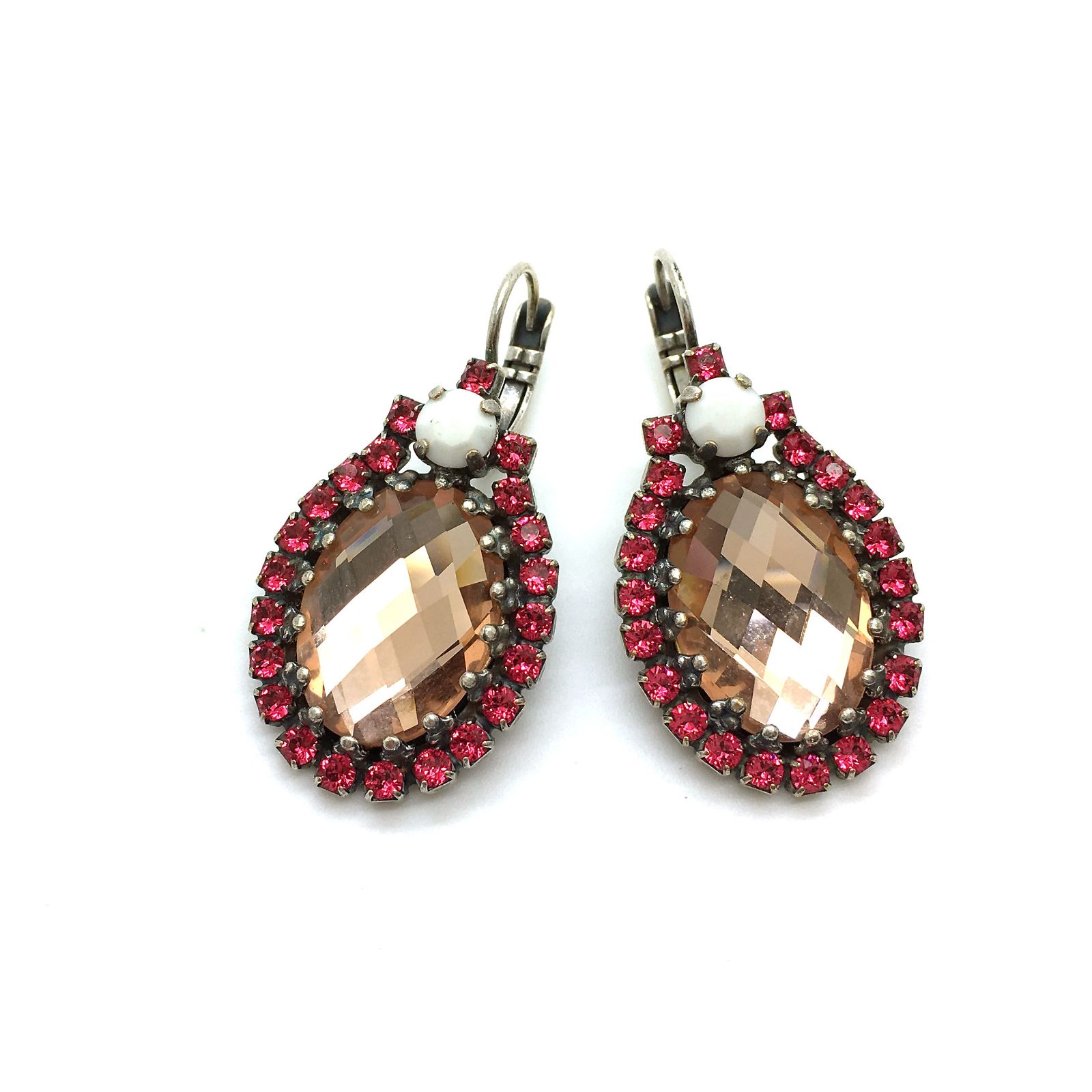 E-1251-1-1045-SP6 (2) Mariana Earrings Glamorous Light Peach Faceted Crystal Swarovski Pomegranate Silk Road Coll. - Image 1