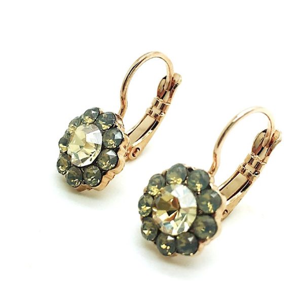 Mariana Earrings Sand Opaque & Golden Shadow Swarovsky Crystals Sandman Color Way