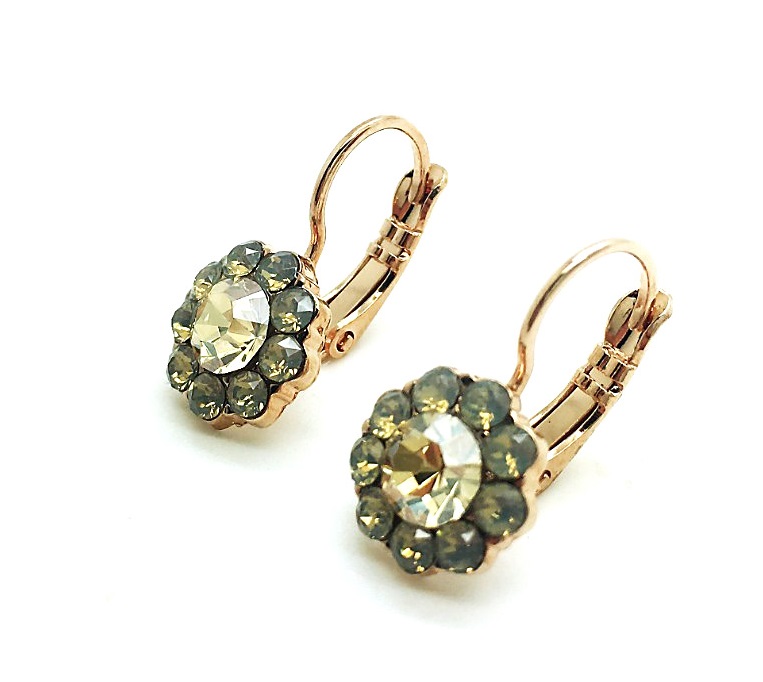 E-1379-13970-RG6 (3) Mariana Earrings Sand Opaque & Golden Shadow Swarovsky Crystals Sandman Color Way - Image 1